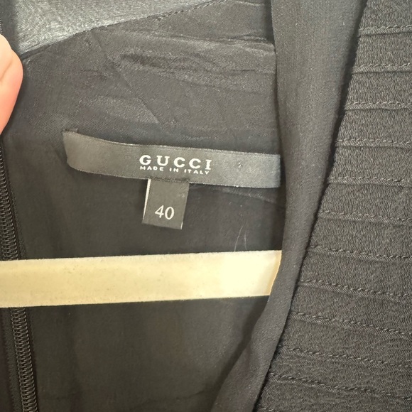 Gucci V Neck Long Sleeve Silk & Acetate Mini Dress in Black - Picture 4 of 11